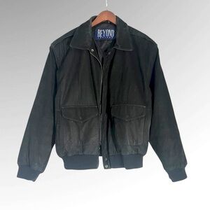 Vintage 90s Beyond Leather Black Bomber Jacket Men’s Large